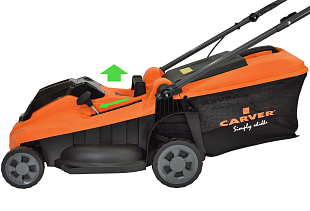 газонокосилка Carver CLM-01BL40-430HM, аккумуляторная газонокосилка, газонокосилка на аккумуляторе, садовая техника Carver CLM-01BL40-430HM, магазин Трудовик, Челябинск, купить газонокосилку CLM-01BL40-430HM, газонокосилка для участка