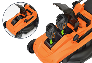 газонокосилка Carver CLM-01BL40-430HM, аккумуляторная газонокосилка, газонокосилка на аккумуляторе, садовая техника Carver CLM-01BL40-430HM, магазин Трудовик, Челябинск, купить газонокосилку CLM-01BL40-430HM, газонокосилка для участка